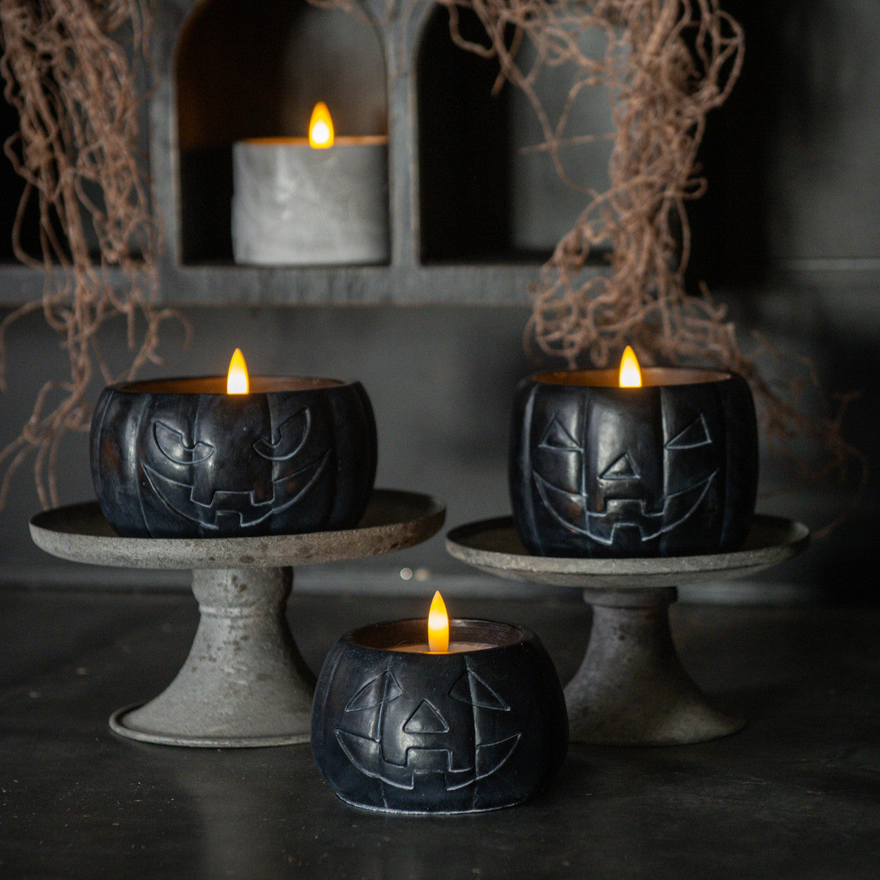 Black Jack-O-Lantern 3D Flame Candle | 3 Sizes
