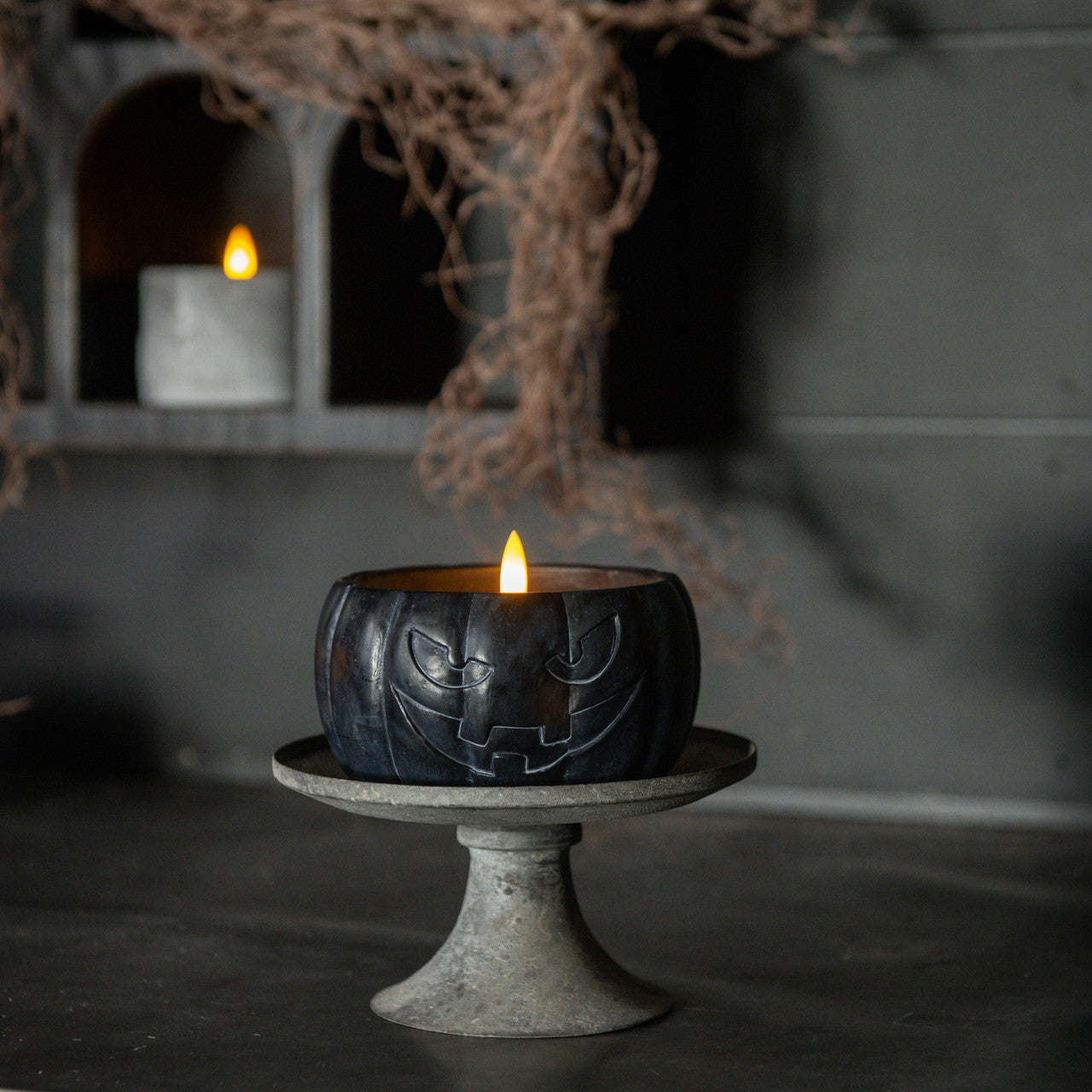 Black Jack-O-Lantern 3D Flame Candle | 3 Sizes