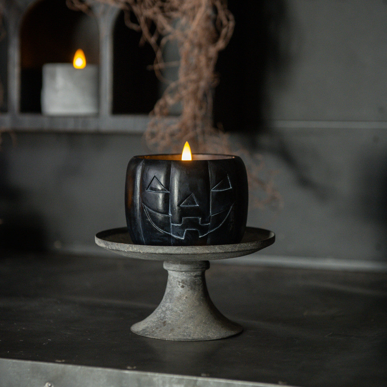 Black Jack-O-Lantern 3D Flame Candle | 3 Sizes