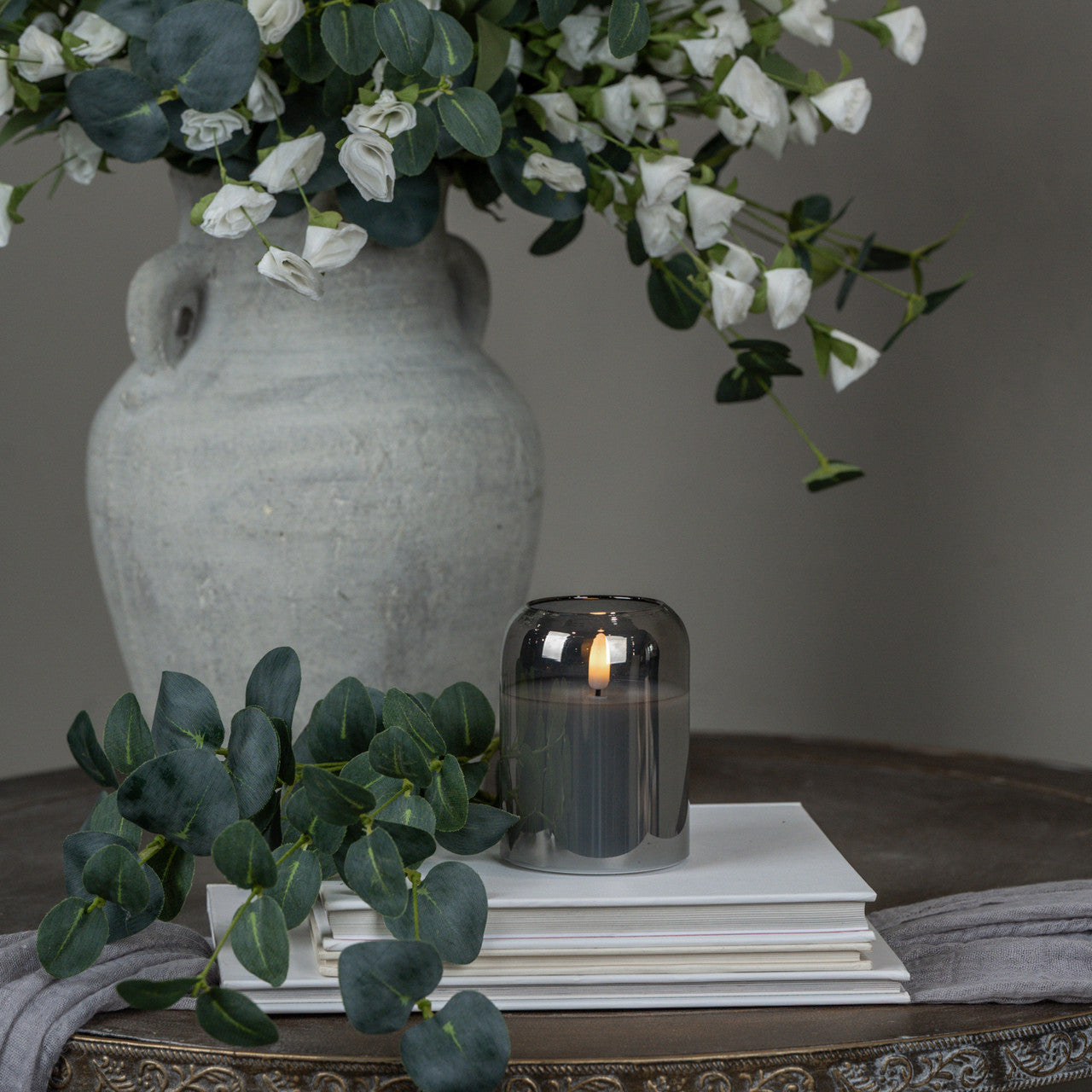 Arched Charcoal Glass 3D Flame Candle | 3 Sizes