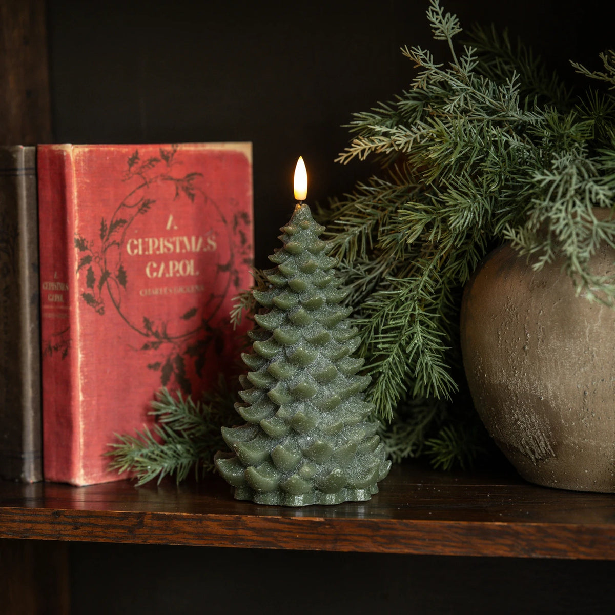 Dark Green 3D Flame Balsam Tree Candle | 8"
