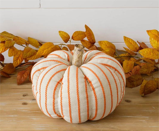 Orange Striped Knit Pumpkin - Medium
