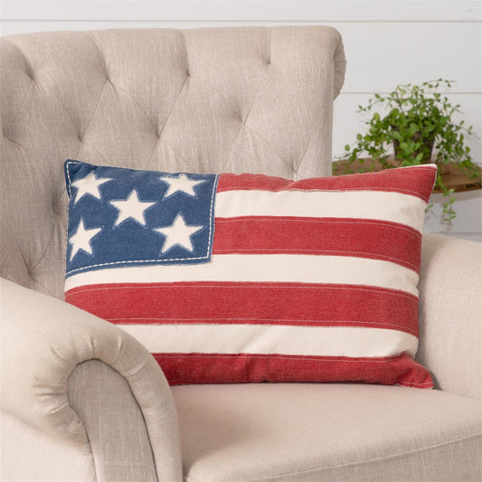 Patchy American Flag Pillow