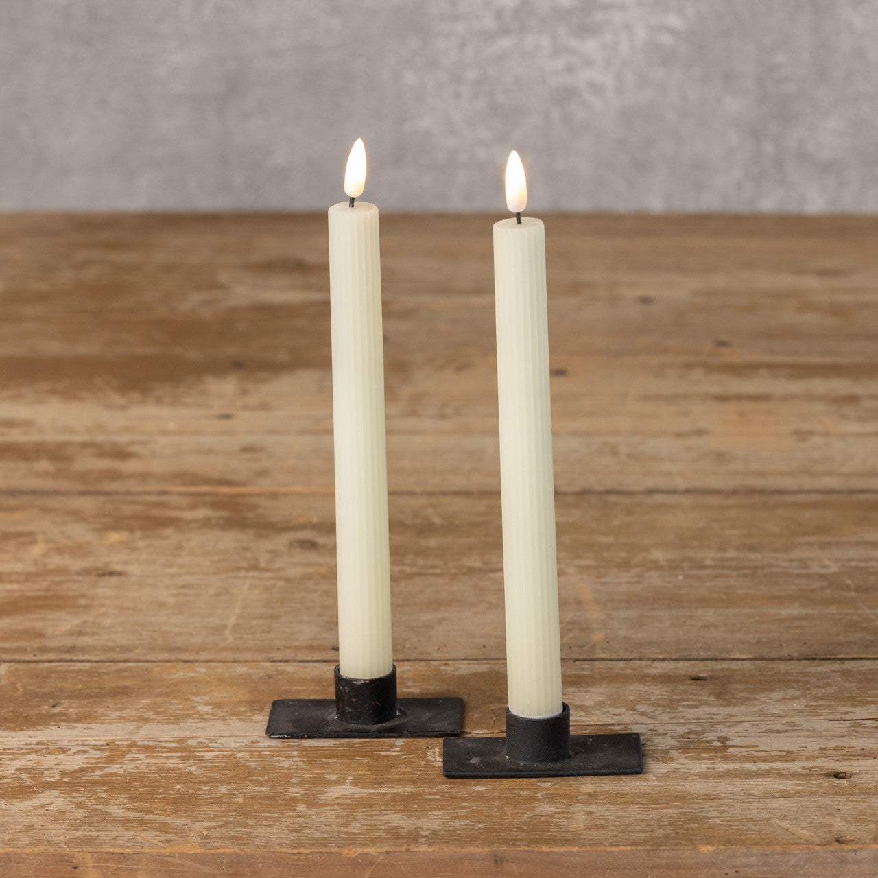 Grooved Cream Taper | 3D LED Flame