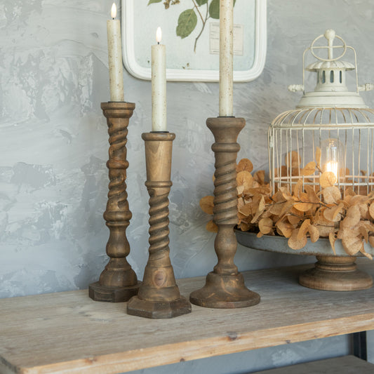Spindle Taper Candle Sticks (Set of 3)