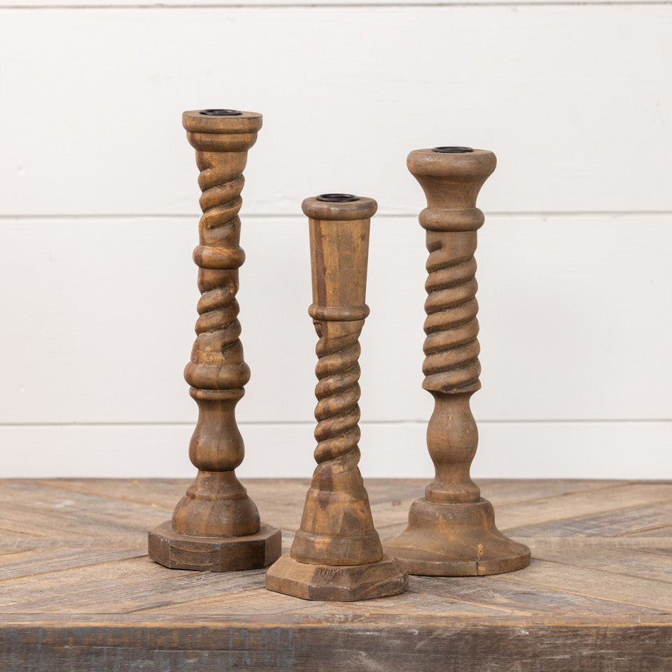 Spindle Taper Candle Sticks (Set of 3)