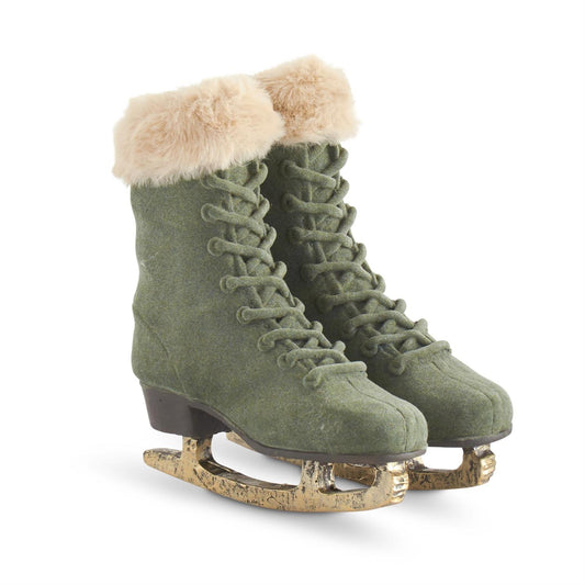 Sage Green Velvet Ice Skates