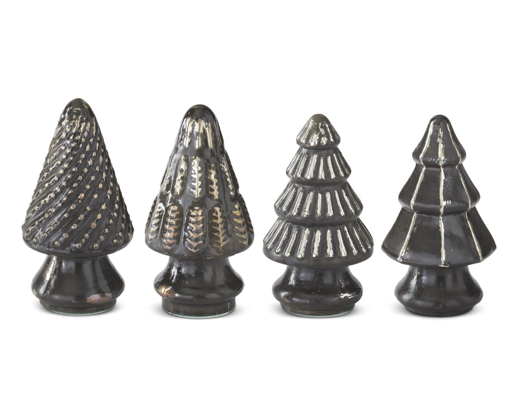 Mini Pewter Mercury Glass Christmas Trees