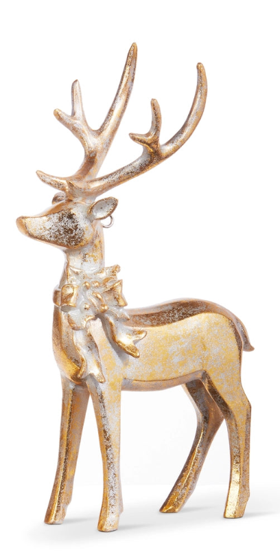 Aged Gold Deer with Bow Ornament