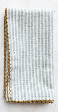 Summer Stripe Cotton Napkins | Blue + Rust