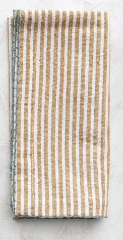 Summer Stripe Cotton Napkins | Blue + Rust