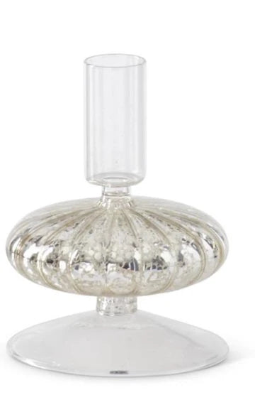 Silver Mercury Glass Taper Candleholder