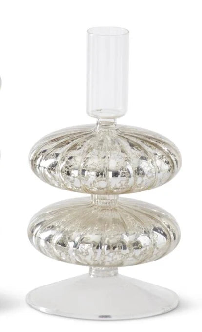 Silver Mercury Glass Taper Candleholder