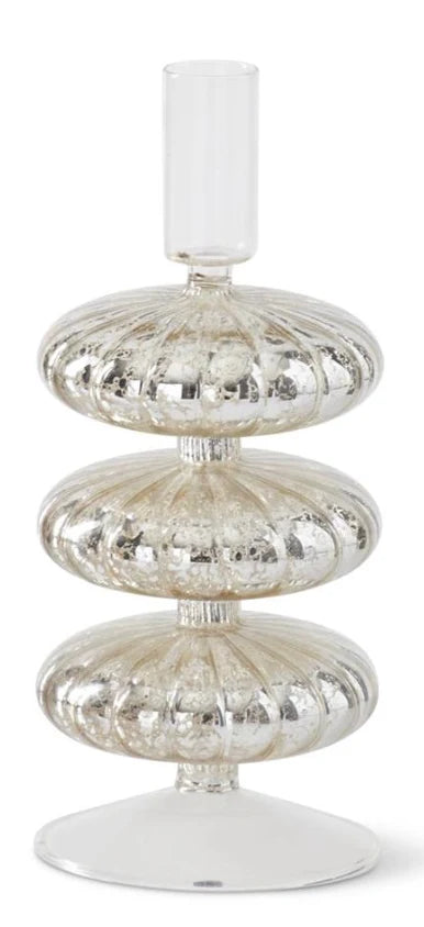Silver Mercury Glass Taper Candleholder
