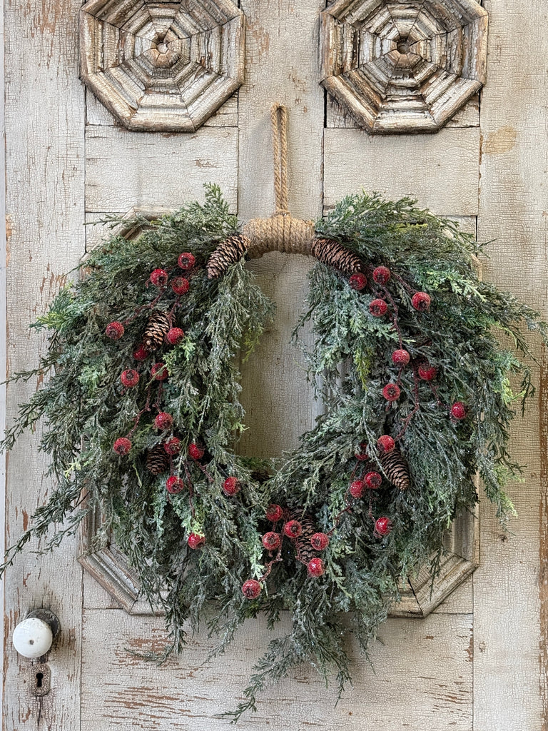 Shining Balsam Berry Hanging Wreath | 28"