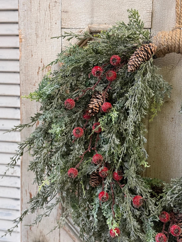 Shining Balsam Berry Hanging Wreath | 28"