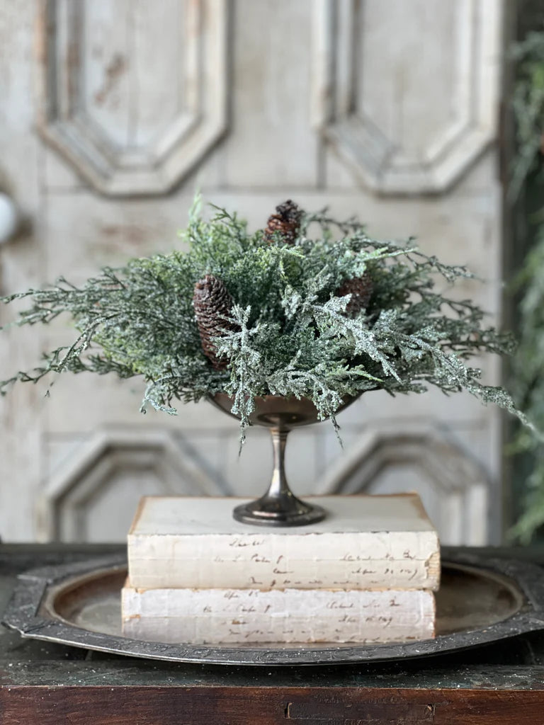 Silver Threaded Cedar Half Sphere | 10"
