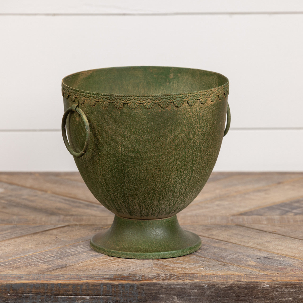 Aged Green Urn 8.25"