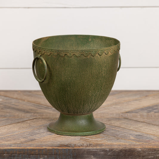 Aged Green Urn 8.25"