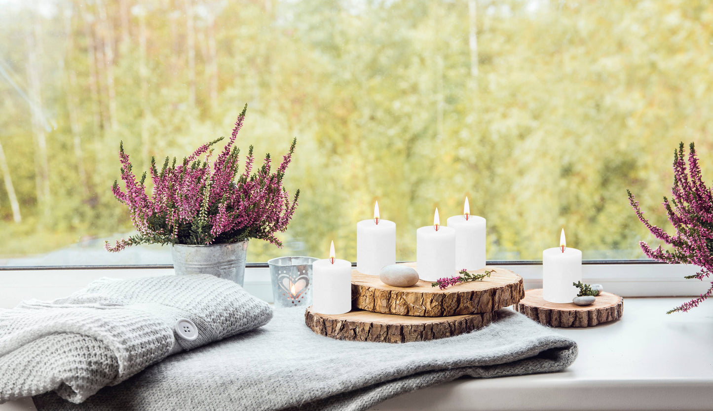 Rustic Pillar Candles | Cloudy White | 2.75 X 3.25"