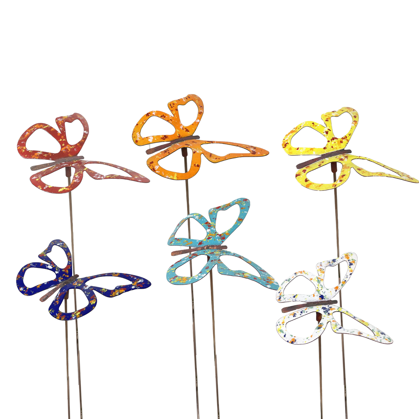 Copper Enamel Wispy Butterfly Garden Stakes