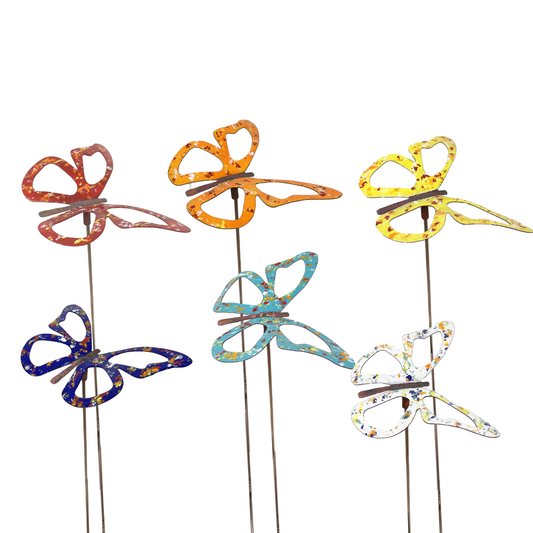 Copper Enamel Wispy Butterfly Garden Stakes
