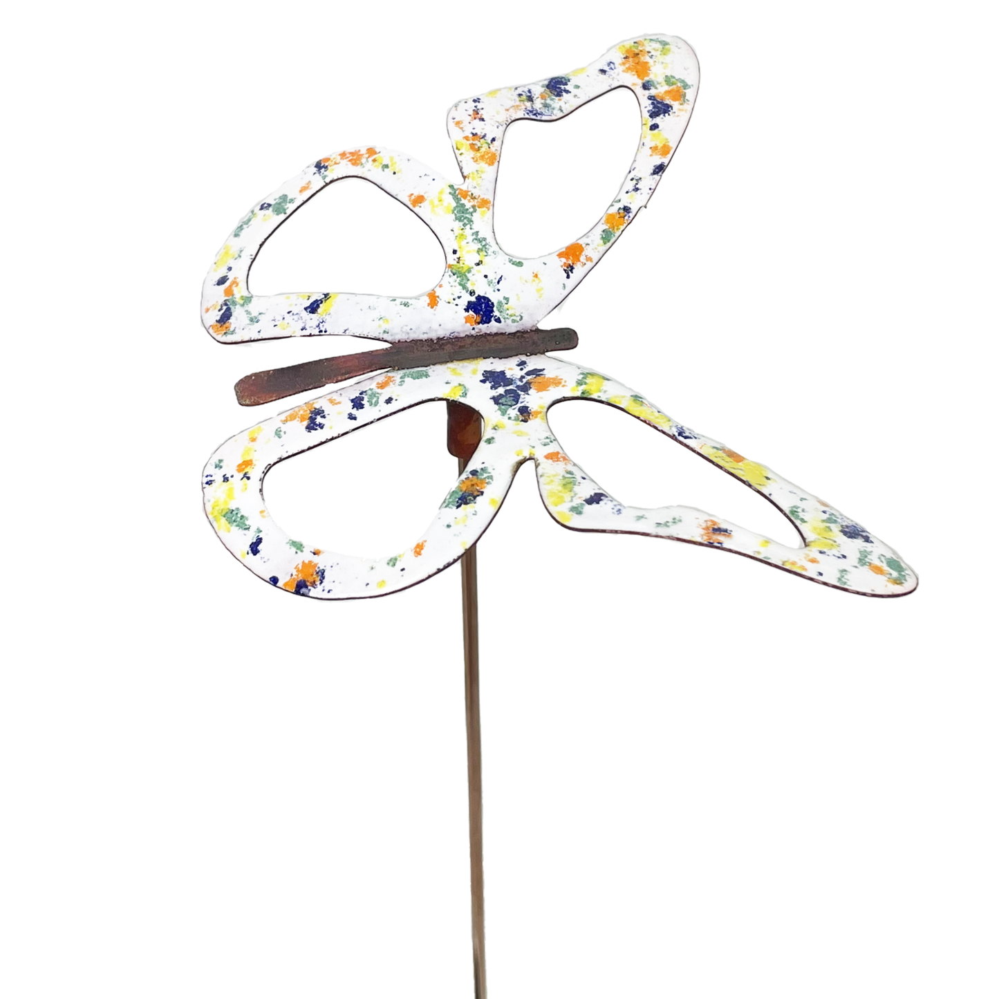 Copper Enamel Wispy Butterfly Garden Stakes