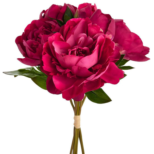Red Real Touch Peony Bundle | 14"
