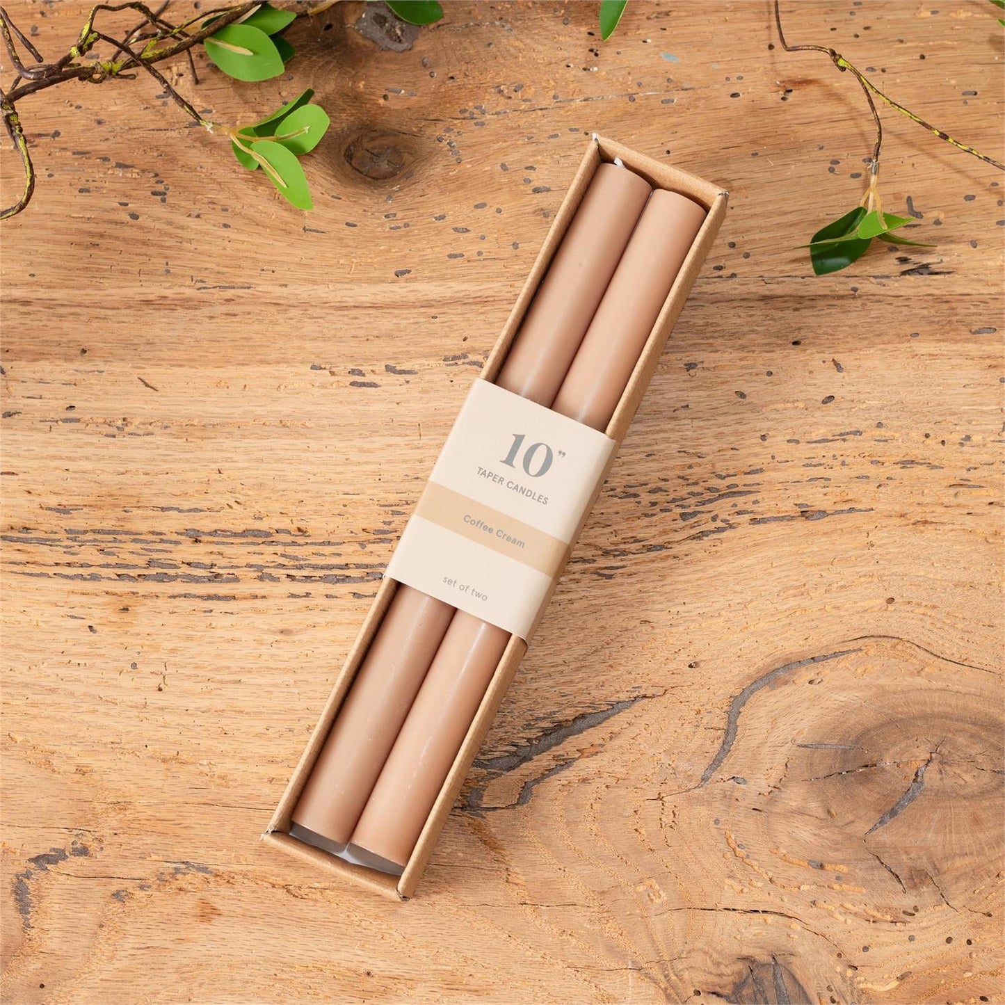 Coffee Cream Taper Candle (Set of 2)