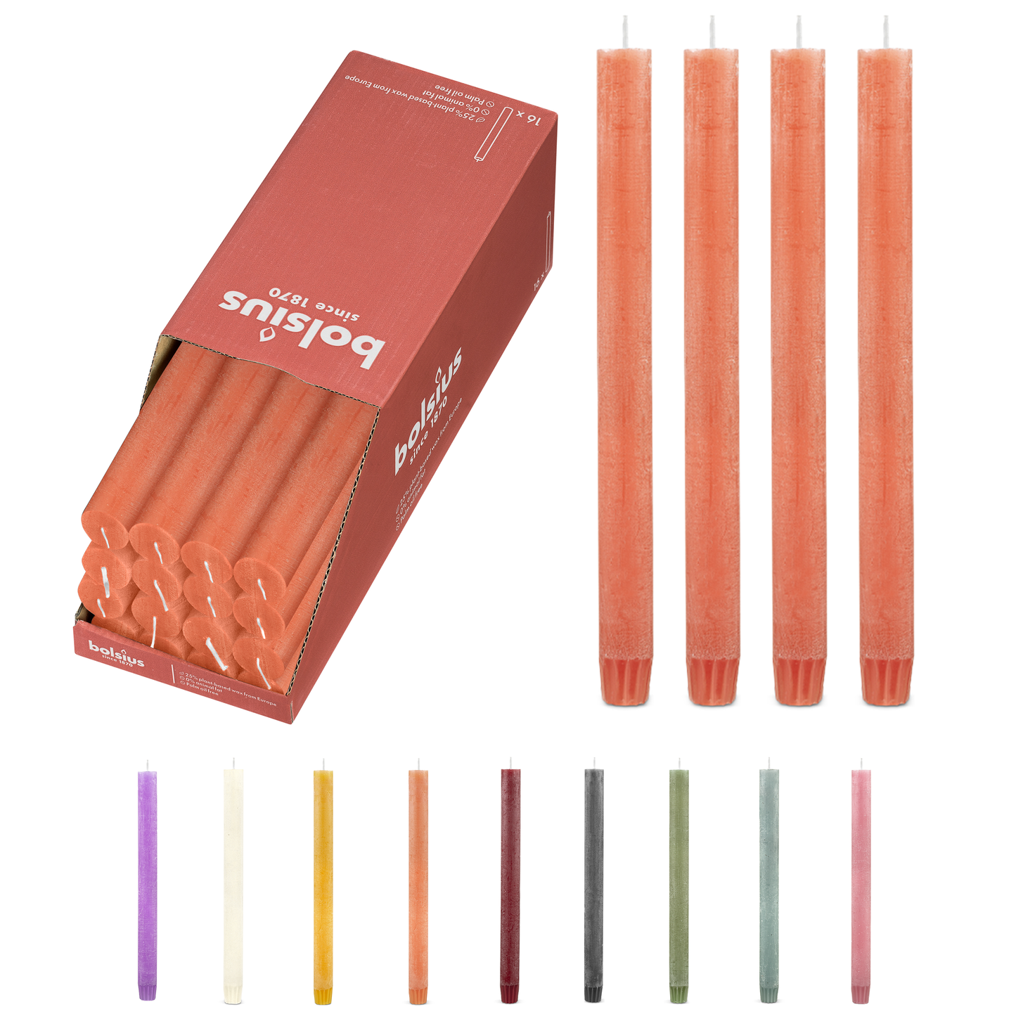 Rustic Taper Candle | Rusty Pink | 10.5"