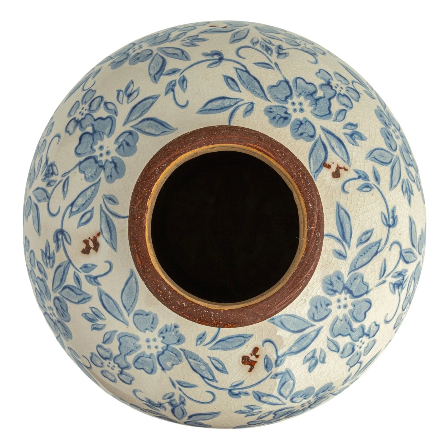 Terracotta Vase with Blue Pattern