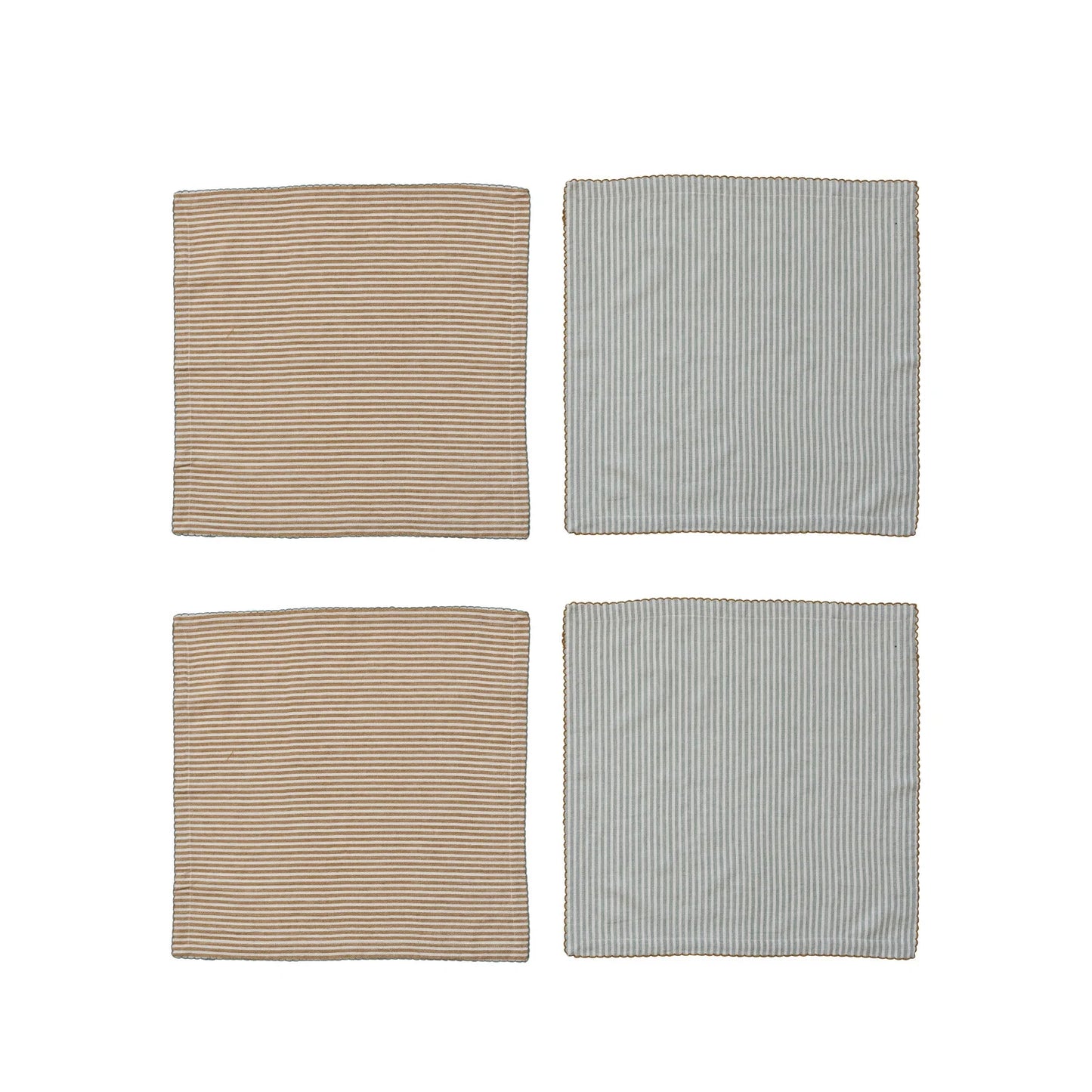 Summer Stripe Cotton Napkins | Blue + Rust