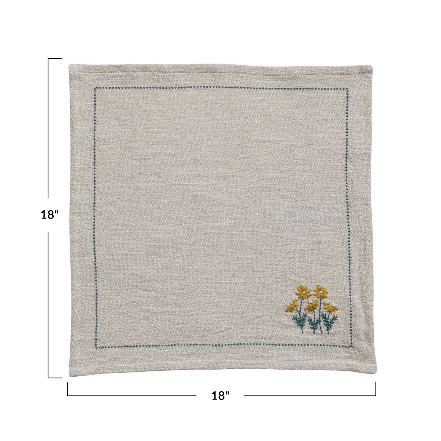 Cotton Napkins - Floral Embroidery & French Knots