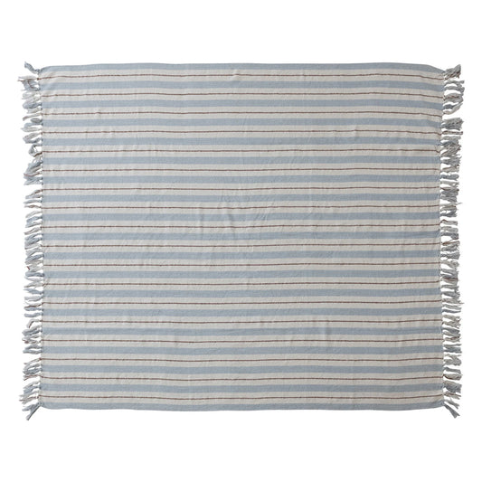 Red, White, Blue Throw with Stripes & Fringe