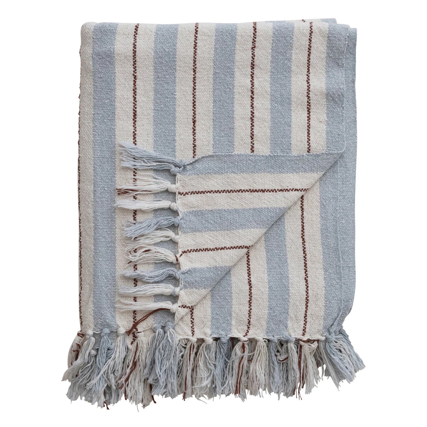 Red, White, Blue Throw with Stripes & Fringe