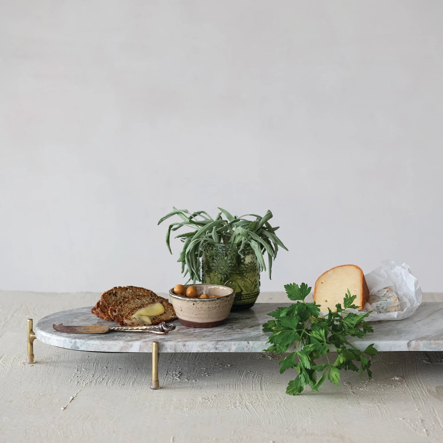 Oval Decorative Marble Tray with Stand | 32"