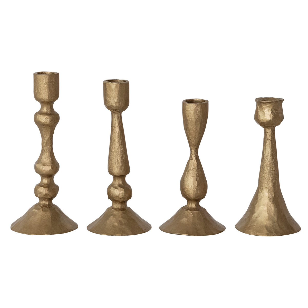 Hand-Forged Metal Taper Holder, Antique Gold Finish, 4 Styles