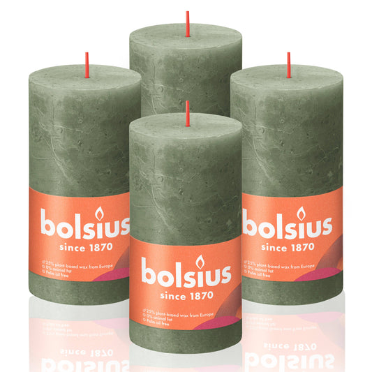 Rustic Pillar Candles | Fresh Olive | 2.75 X 5"