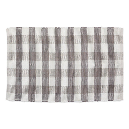 Gray/White Buffalo Check Chindi Rug