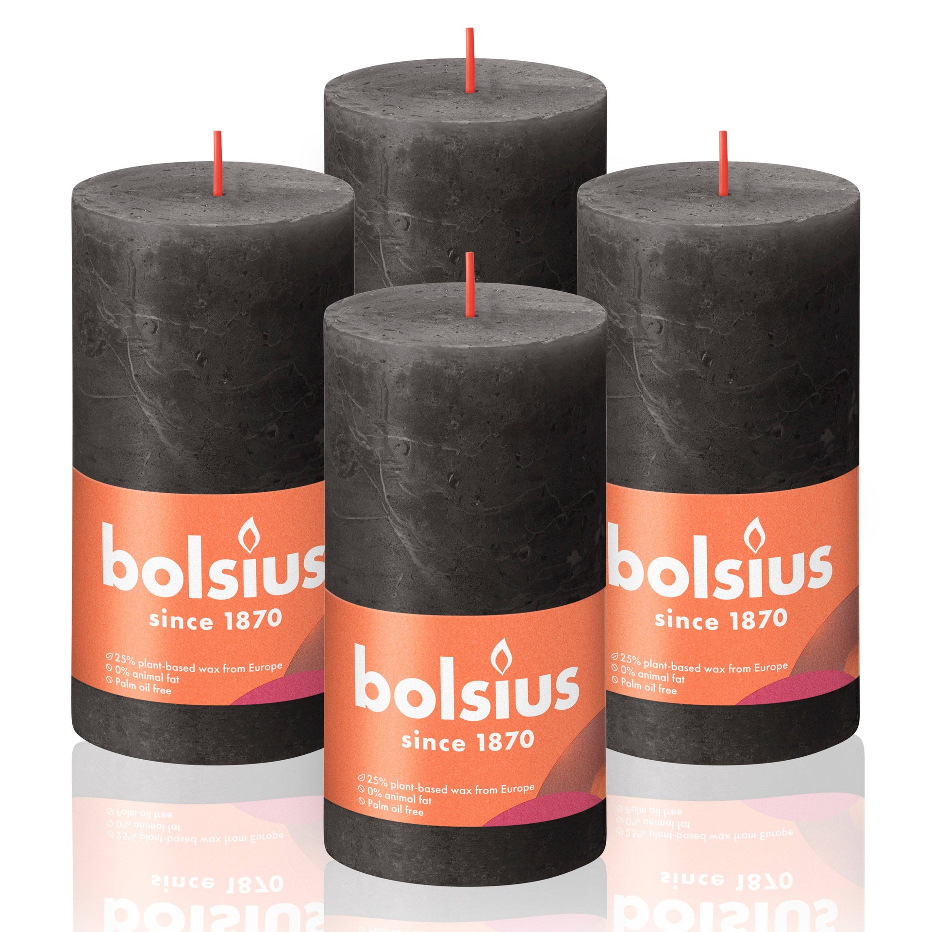 Product photo of BOLSIUS Black Rustic Pillar Candles 6 Pack Bulk - 2.75 x 3.25 Inches - 30+ Hours Burn Time - Premium European Quality - Smooth and Smokeless Flame - Unscented Dripless Wedding & Party Décor Candles in New/Like New condition