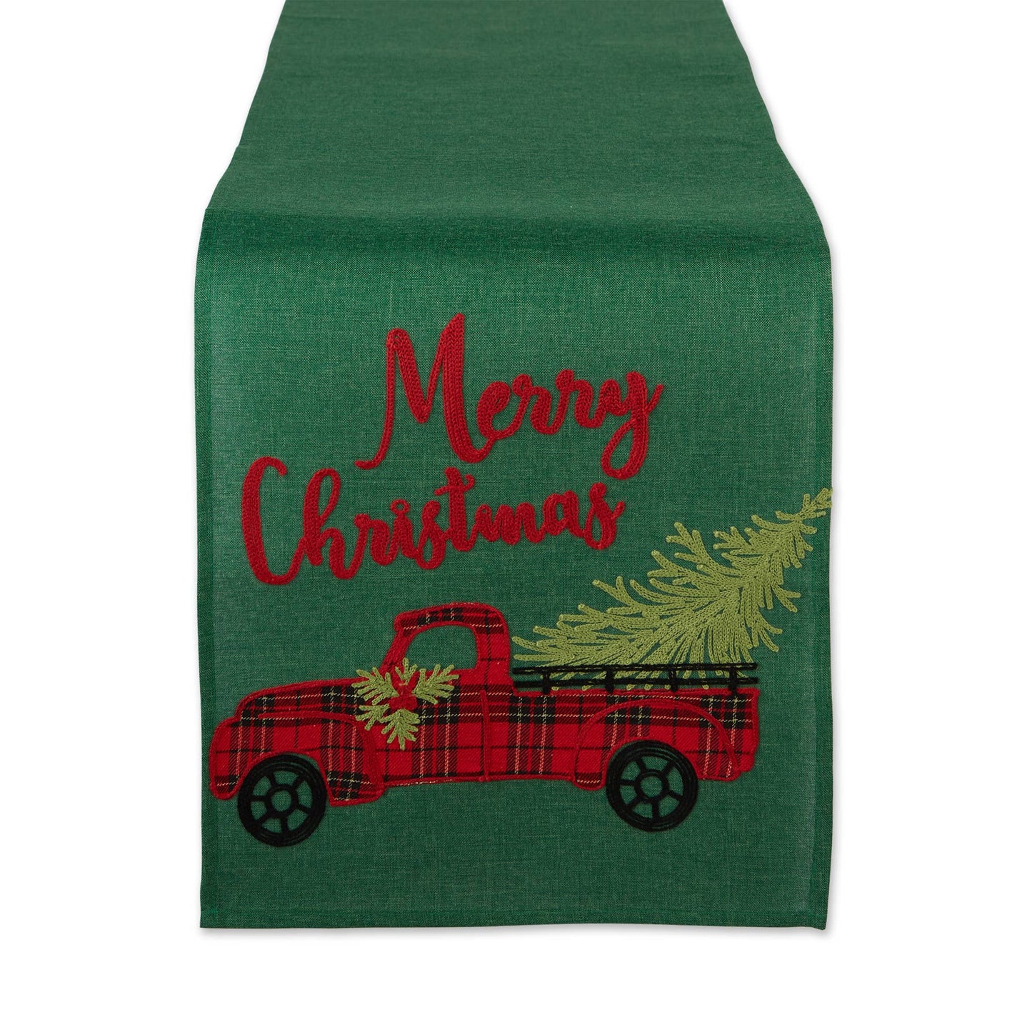 Merry Christmas Truck Embroidered Table Runner