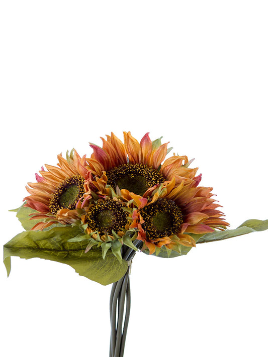 Brown Orange w/Burgundy & Green Sunflower Bundle | 14"