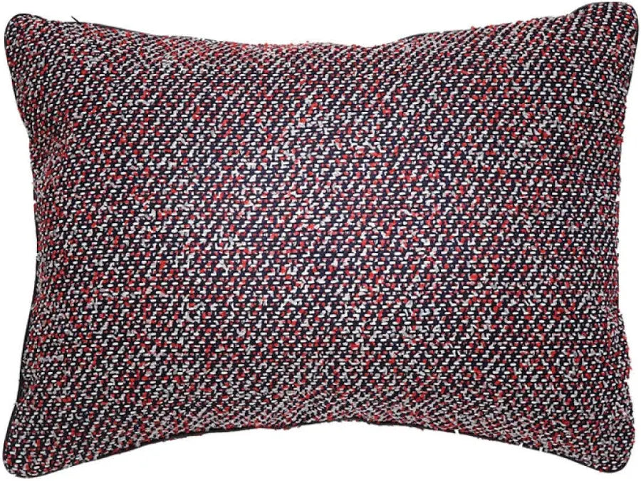 Red & Blue Wool Blend Lumbar Pillow