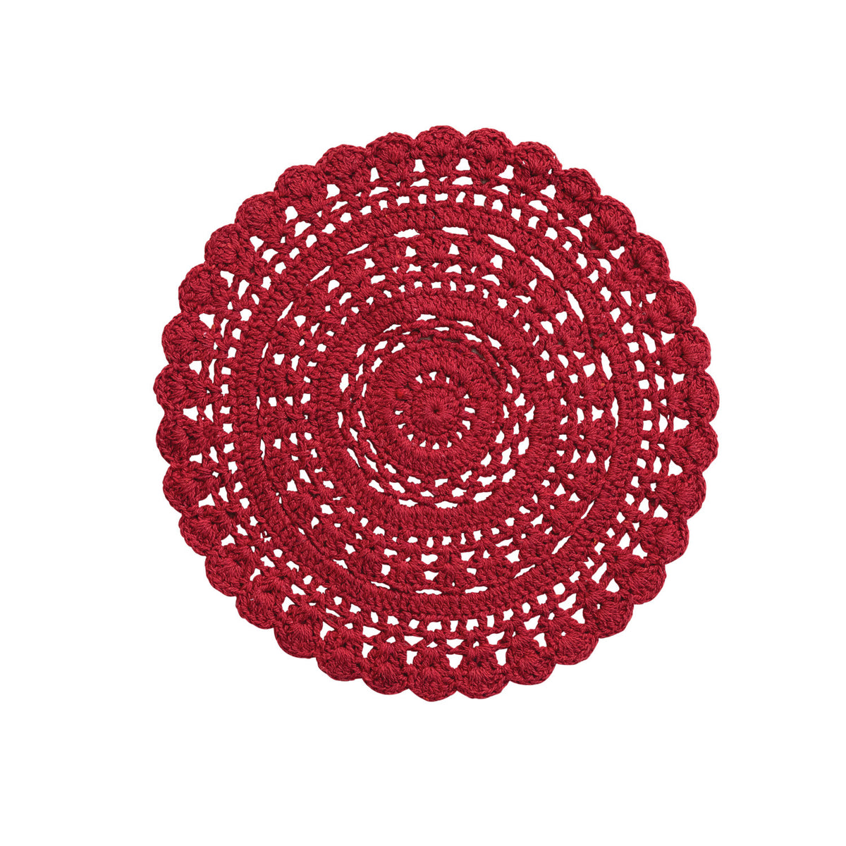 Cotton & Fabric Crocheted Placemat, Red